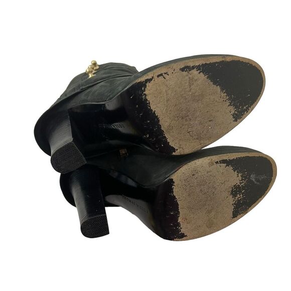 Thomas Wylde Womens Size 7 Black Croc Leather Foldover Studded Boot - Picture 6 of 8